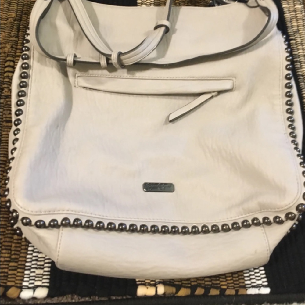 Jessica Simpson Cream Shoulder Bag with Stud Trim